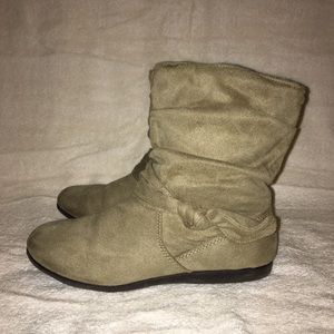 Beige Ruffled Ankle Booties